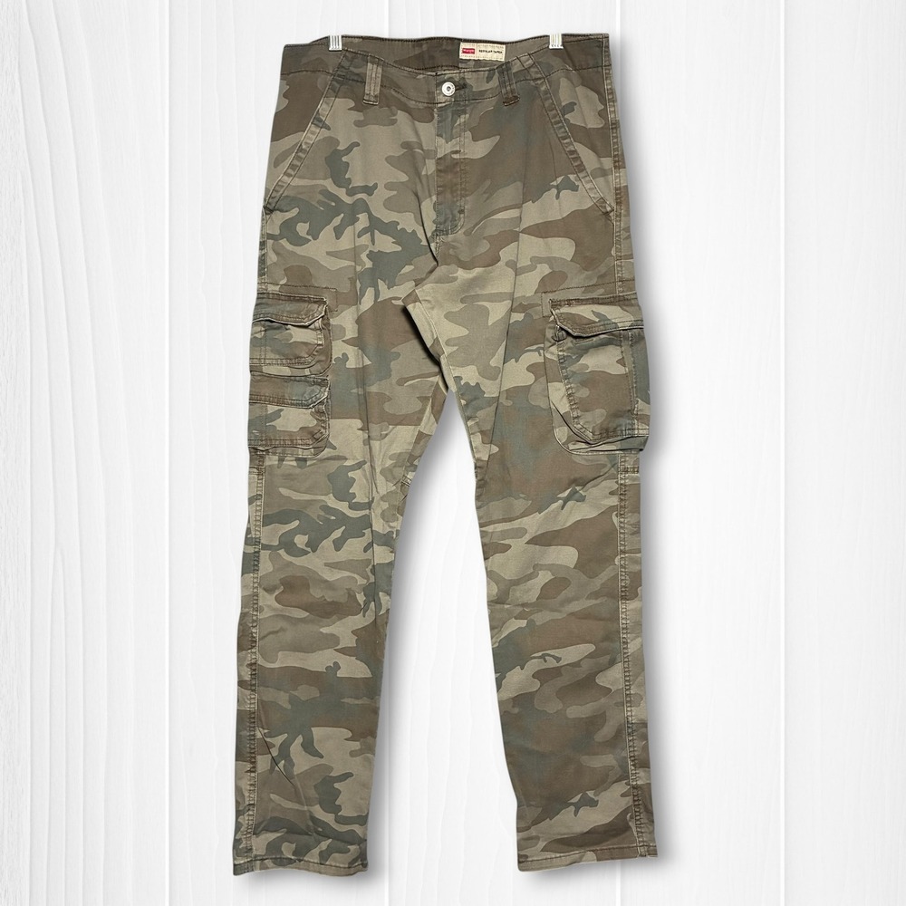 Wrangler Camo Regular Taper Cargo Pants Mens 34x32 Green